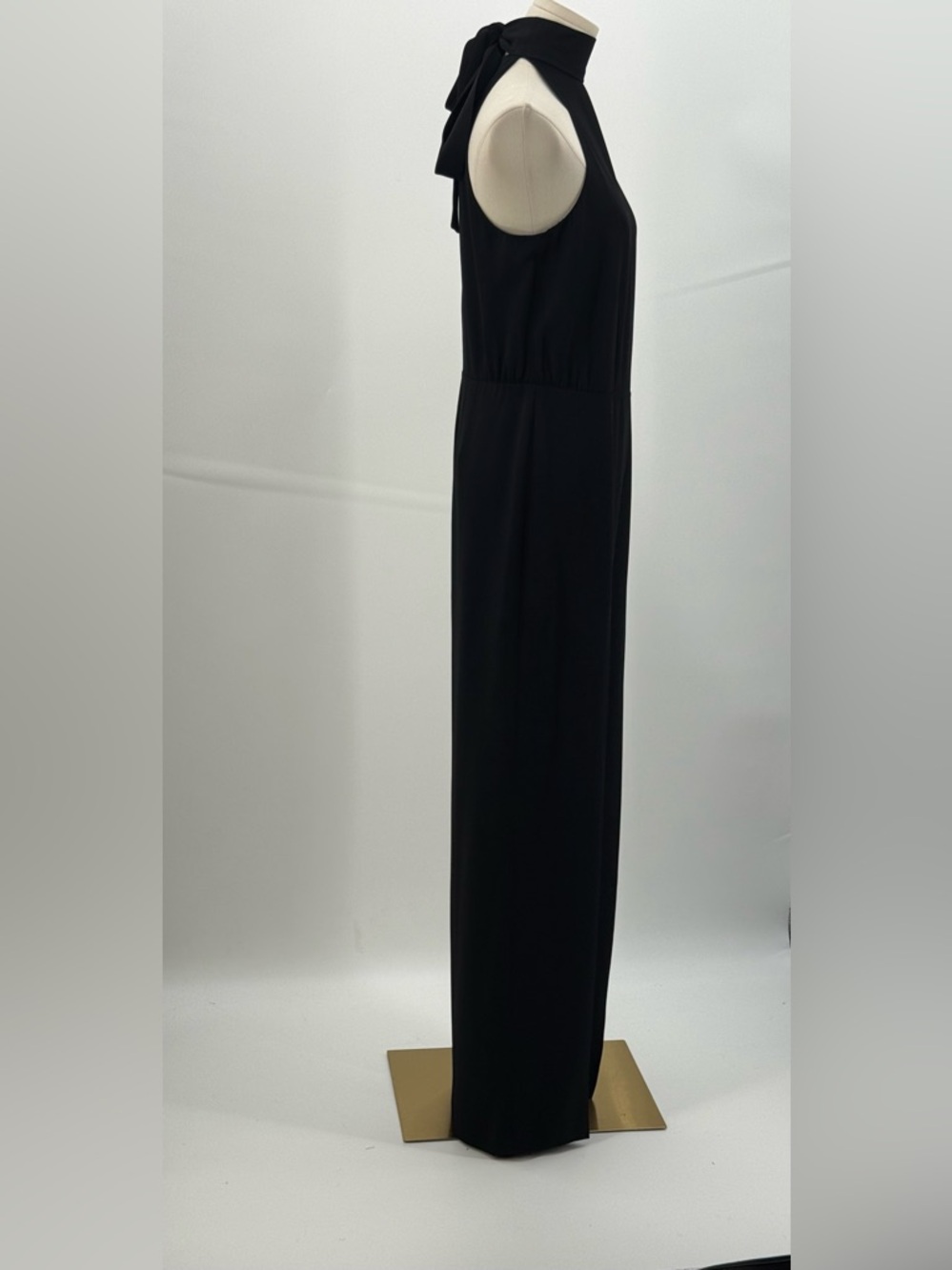 Theory Black Halter Neck Tie Jumpsuit Wide Leg Sleeveless Minimalist Luxe Size 2 - Picture 5 of 15